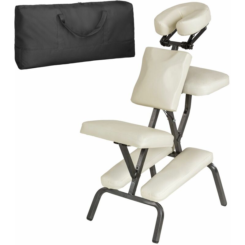 Tectake - Massage chair made of artificial leather - massage table, massage couch, massage seat - beige - beige