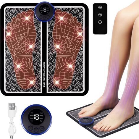 Massage des Pieds, Tapis Masseur Plantaire Electrique de Massage 8 Modes et 19 Intensités avec USB Télécommande et Affichage pour Soulager les Douleurs Musculaires et Favoriser la Circulation