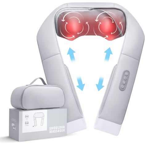 Massage du cou avec chaleur et sangles réglables, masseur de dos électrique Shiatsu pour le cou et le dos, soulagement de la douleur musculaire du corps des épaules, cadeau de Noël