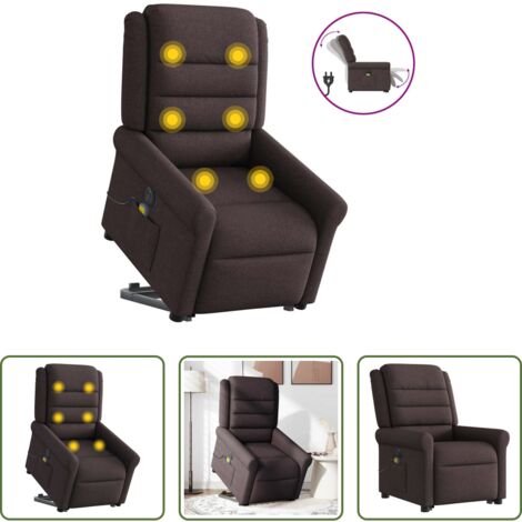 Massage -  Elektrischer Massagesessel mit Aufstehhilfe Dunkelbraun Stoff