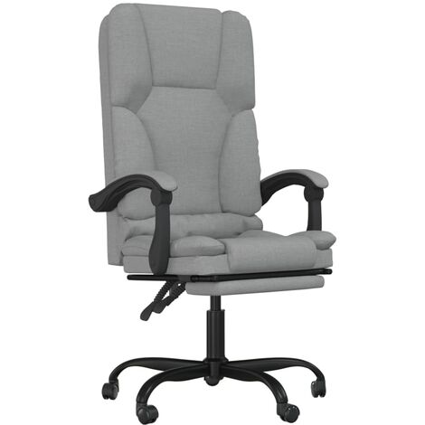 Massage Reclining Office Chair Light Grey Fabric vidaXL
