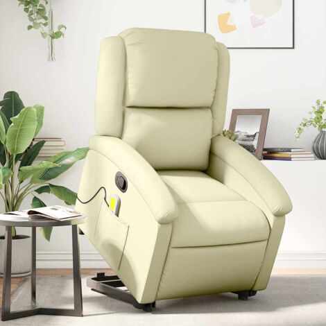 Massage Relaxsessel aus echtem Leder in Creme