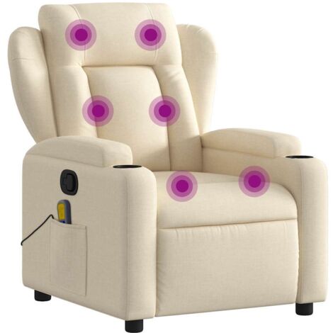 Massage-Relaxsessel, cremefarbener Stoff vidaXL