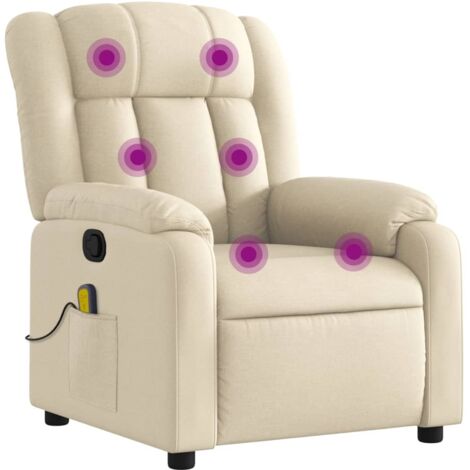 Massage-Relaxsessel, cremefarbener Stoff vidaXL