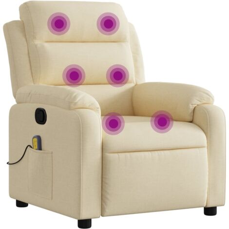Massage-Relaxsessel, cremefarbener Stoff vidaXL
