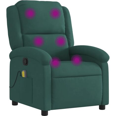 Massage-Relaxsessel, dunkelgrüner Samt vidaXL
