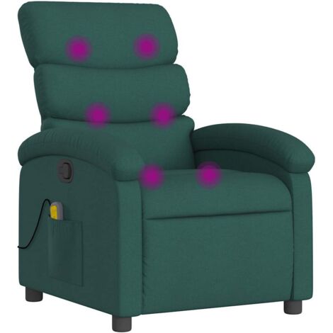 Massage-Relaxsessel, dunkelgrüner Stoff vidaXL