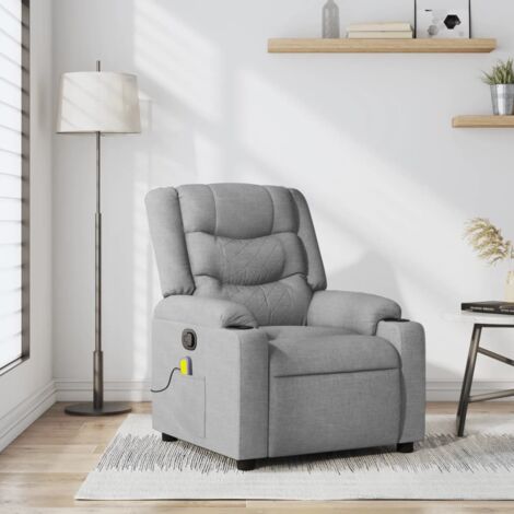 Massage-Relaxsessel Hellgrau Stoff vidaXL