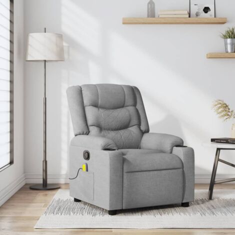 Massage-Relaxsessel Hellgrau Stoff vidaXL