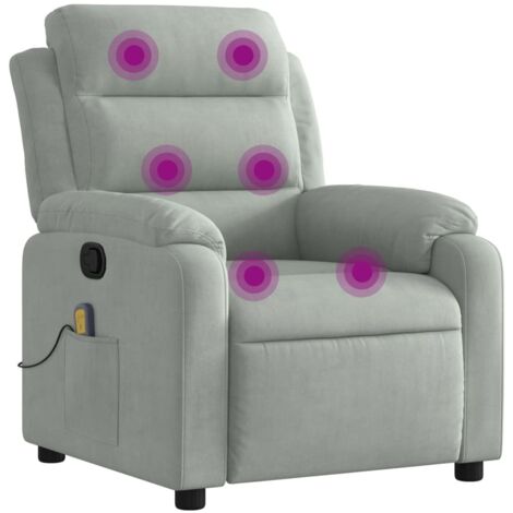 Massage-Relaxsessel, hellgrauer Samt vidaXL