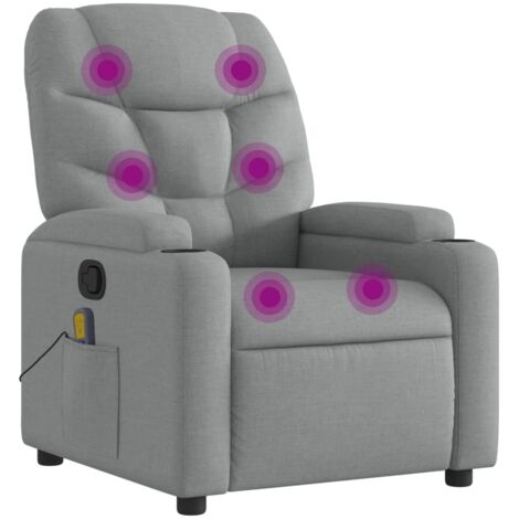 Massage-Relaxsessel, hellgrauer Stoff vidaXL