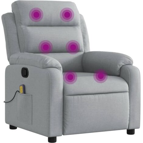 Massage-Relaxsessel, hellgrauer Stoff vidaXL