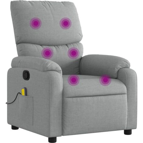 Massage-Relaxsessel, hellgrauer Stoff vidaXL