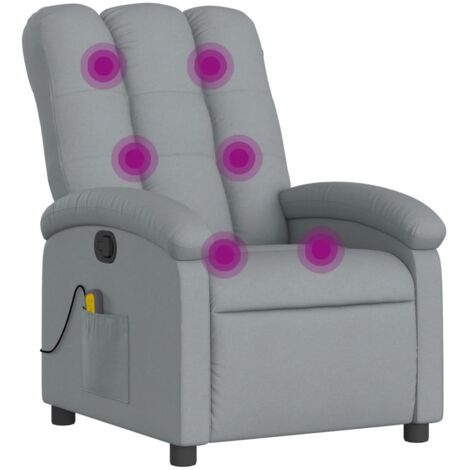 Massage-Relaxsessel, hellgrauer Stoff vidaXL