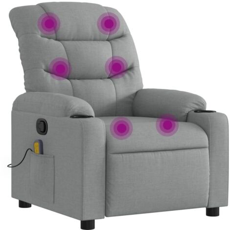 Massage-Relaxsessel, hellgrauer Stoff vidaXL