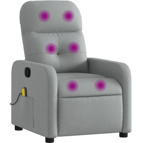 Massage-Relaxsessel, hellgrauer Stoff vidaXL