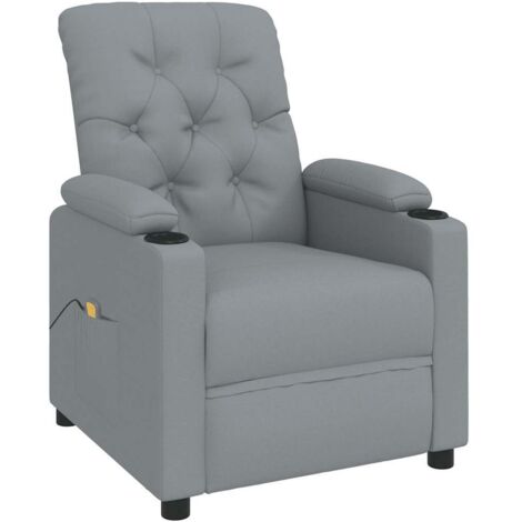 Massage-Relaxsessel, hellgrauer Stoff vidaXL