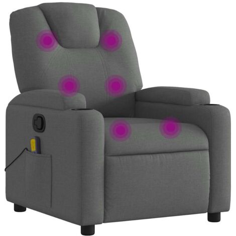 Massage-Relaxsessel, Stoff, Dunkelgrau vidaXL