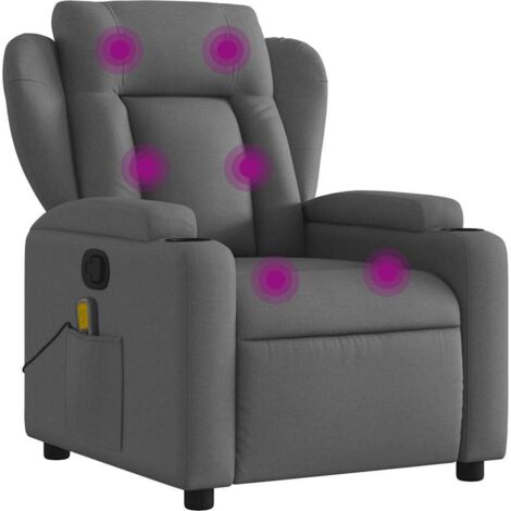 Massage-Relaxsessel, Stoff, Dunkelgrau vidaXL