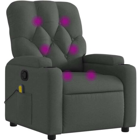 Massage-Relaxsessel, Stoff, Dunkelgrau vidaXL