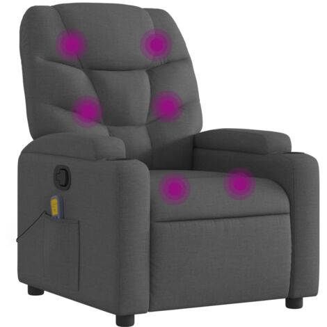 Massage-Relaxsessel, Stoff, Dunkelgrau vidaXL