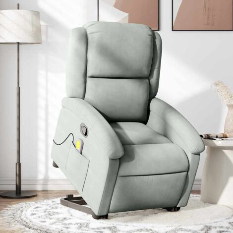 Massage-Sessel neigbar Hellgrau Velours