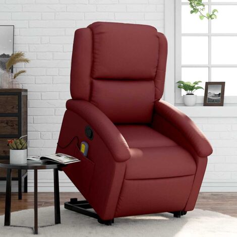 Massage Sessel Rot Bordeaux Kunstleder