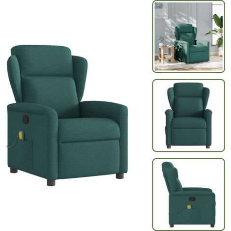 Massagefunktion - vidaXL Massagesessel Dunkelgrün Stoff - Vibrationsmassage