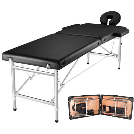 Massageliege klappbar 2 Zones schwarz