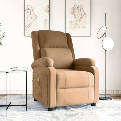 Massagesessel Braun Samt vidaXL