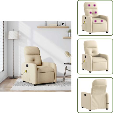 Massagesessel Creme Stoff - Massage Sessel - Relaxsessel - TV-Sessel - Bequeme Lounge Chair - Polstersessel