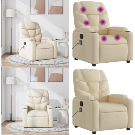 Massagesessel Creme Stoff - Massage Sessel - Relaxsessel - TV-Sessel - Bequeme Lounge Sessel - Polstersessel - Home & Living