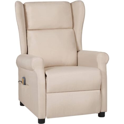 Massagesessel Creme Stoff vidaXL