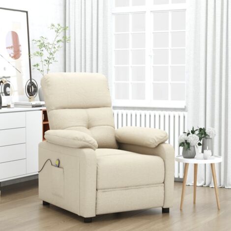 Massagesessel Creme Stoff vidaXL