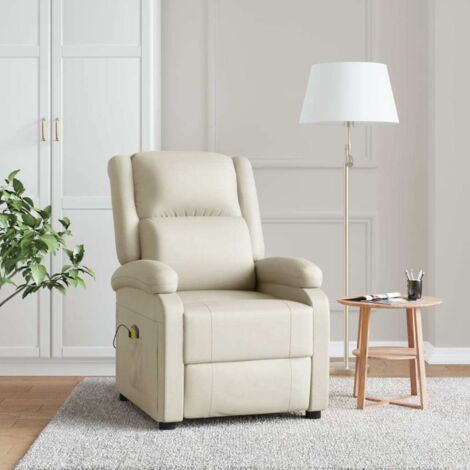 Massagesessel Cremeweiß Kunstleder vidaXL