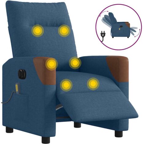 Massagesessel Elektrisch Blau Stoff vidaXL