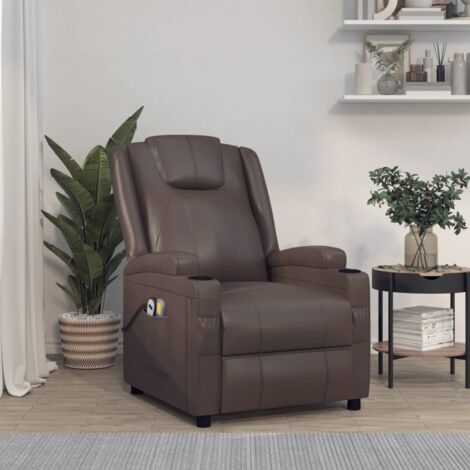 Massagesessel Elektrisch Braun Kunstleder vidaXL704426