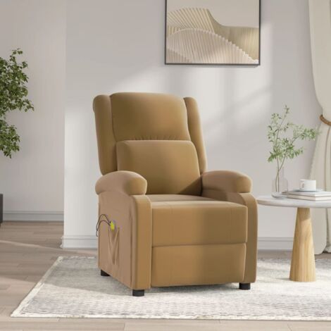 Massagesessel Elektrisch Braun Samt vidaXL