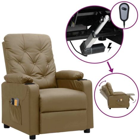 Massagesessel Elektrisch Cappuccino-Braun Kunstleder vidaXL