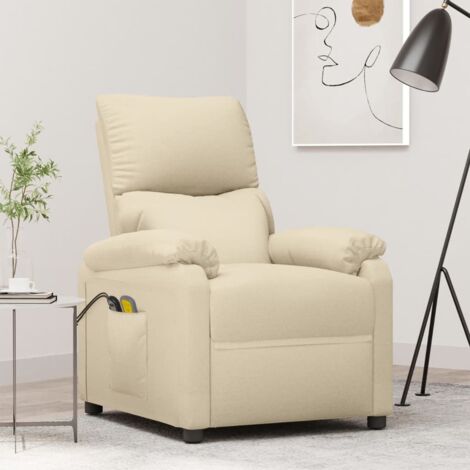 Massagesessel Elektrisch Creme Stoff vidaXL
