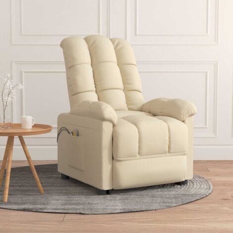 Massagesessel Elektrisch Creme Stoff vidaXL