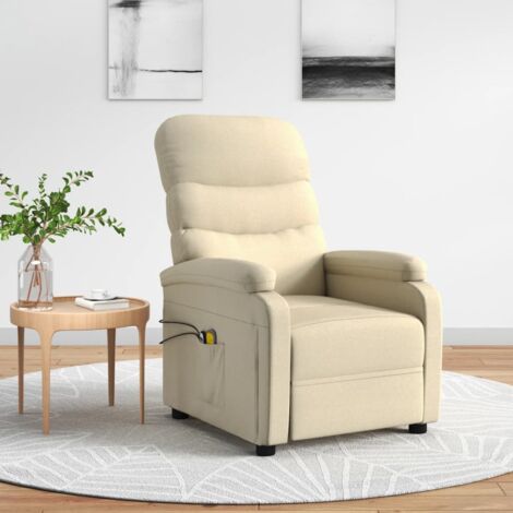Massagesessel Elektrisch Creme Stoff vidaXL