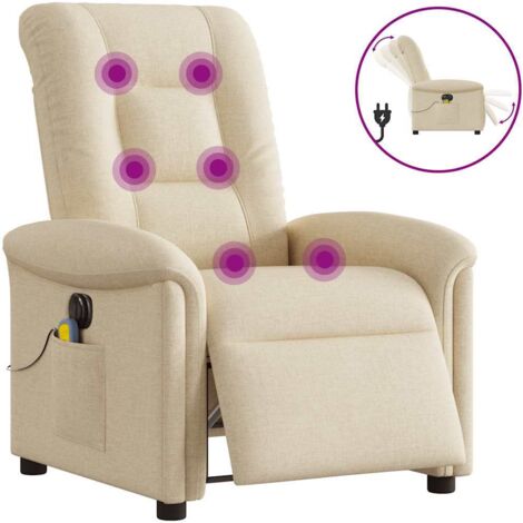 Massagesessel Elektrisch Creme Stoff vidaXL