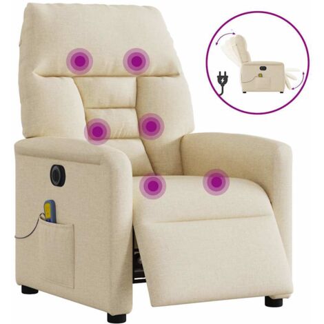 Massagesessel Elektrisch Creme Stoff vidaXL
