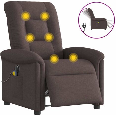 Massagesessel Elektrisch Dunkelbraun Stoff vidaXL