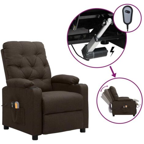 Massagesessel Elektrisch Dunkelbraun Stoff vidaXL