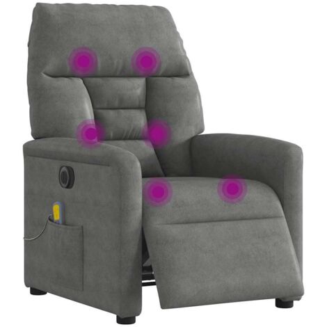 Massagesessel Elektrisch Dunkelgrau Mikrofasergewebe vidaXL