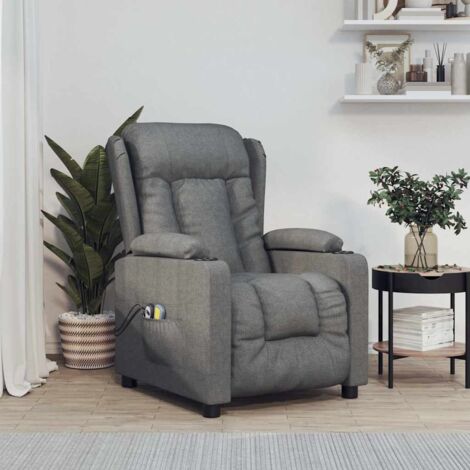 Massagesessel Elektrisch Dunkelgrau Stoff vidaXL