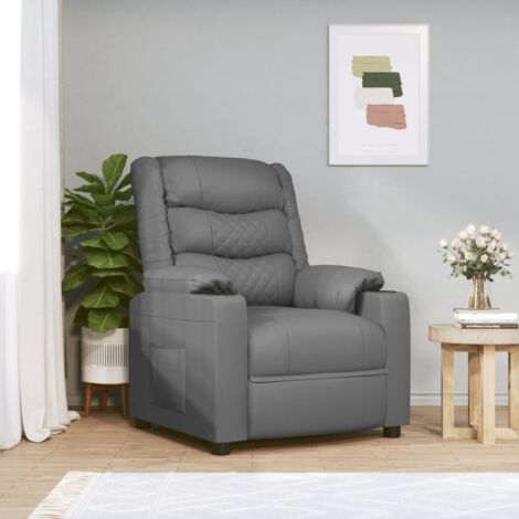 Massagesessel Elektrisch Grau Kunstleder vidaXL