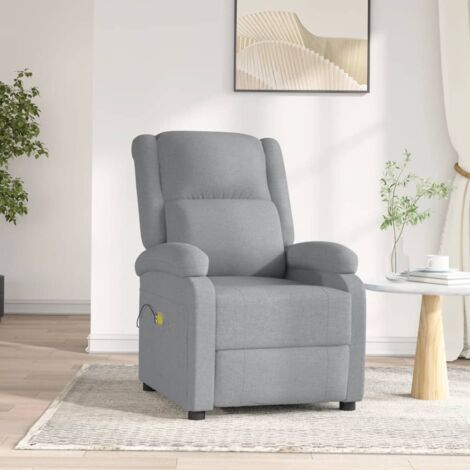 Massagesessel Elektrisch Hellgrau Stoff vidaXL